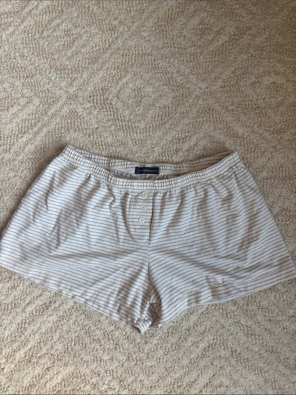Brandy Melville Cream and Gray Striped Lounge Shorts